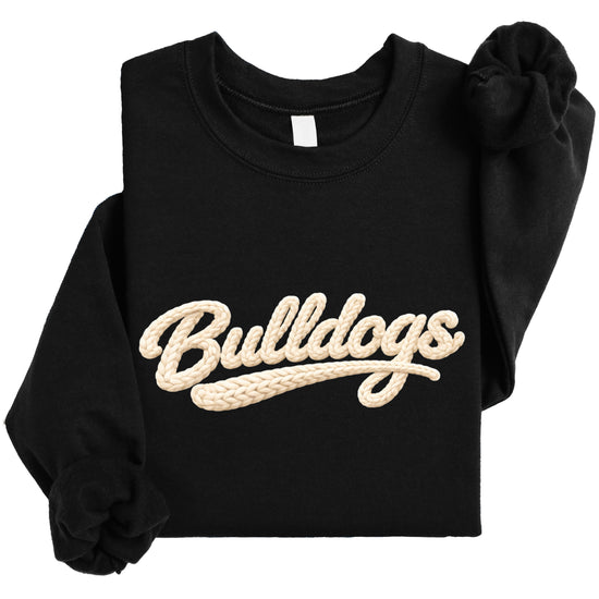 Bulldogs game day sweatshirt ink-printed yarn look in Black, view 3