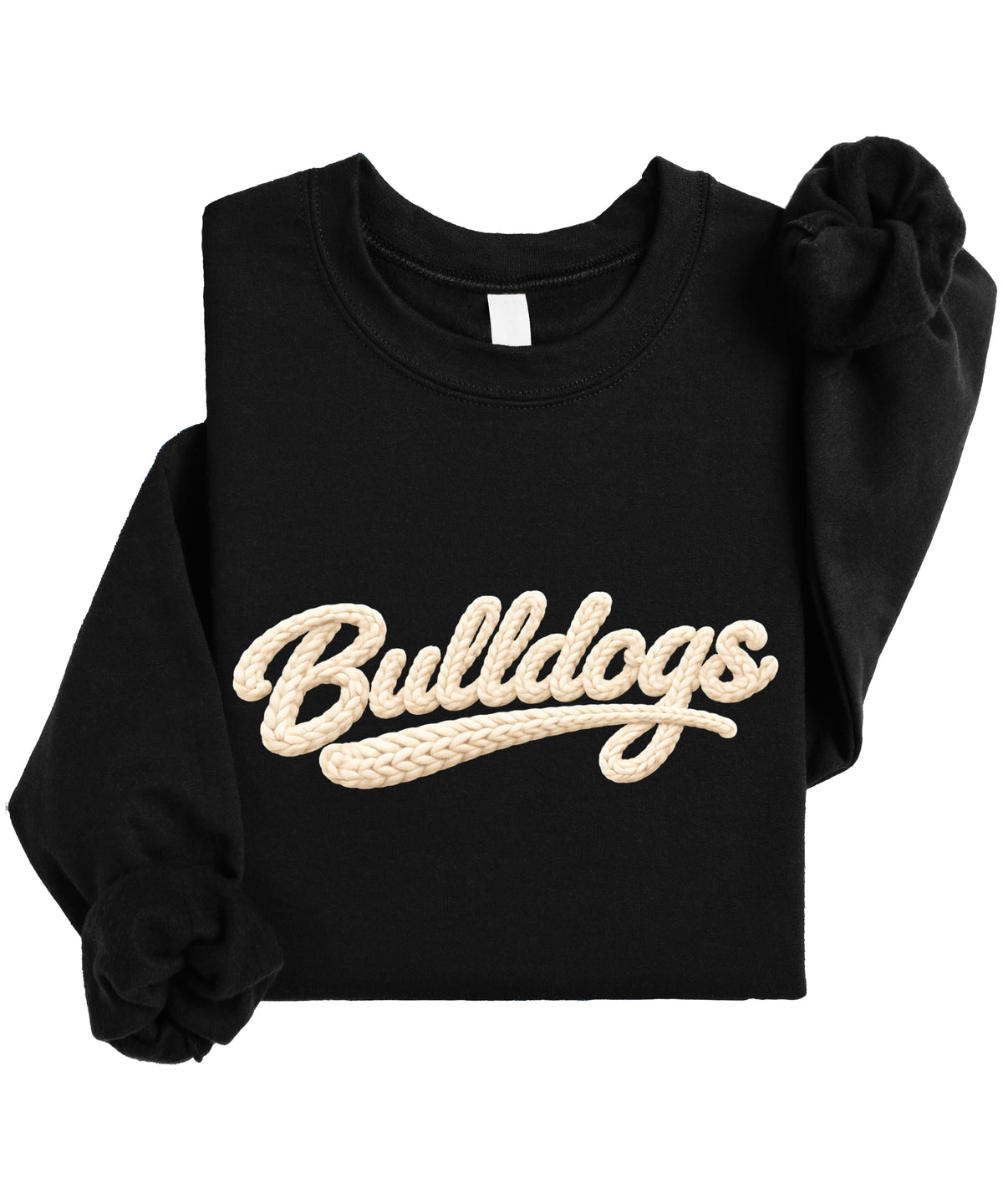Bulldogs game day sweatshirt ink-printed yarn look in Black, view 3