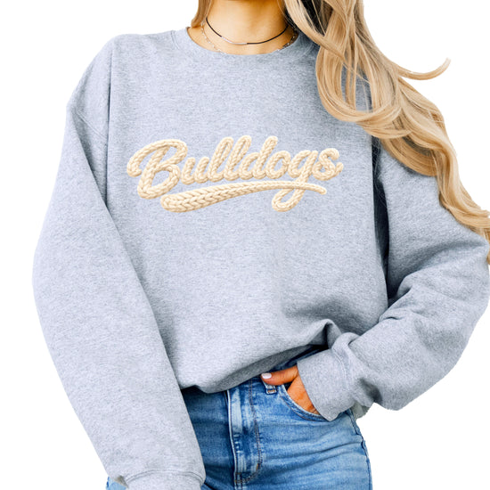 Bulldogs game day sweatshirt ink-printed yarn look in Gray, view 1
