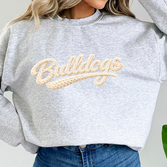 Bulldogs game day sweatshirt ink-printed yarn look in Gray, view 2