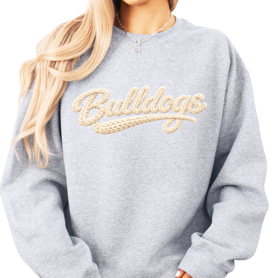 Bulldogs game day sweatshirt ink-printed yarn look in Gray, view 4