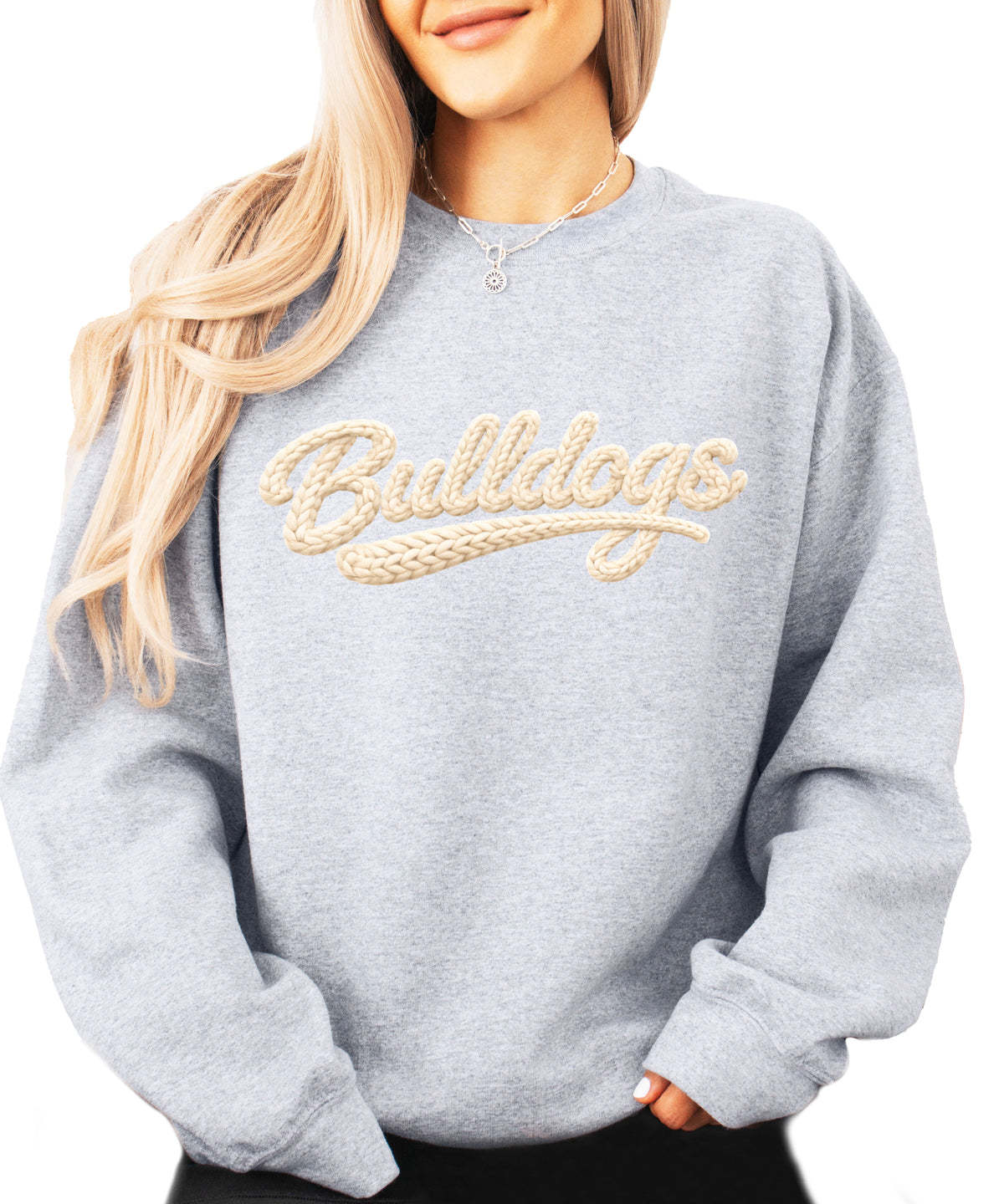 Bulldogs game day sweatshirt ink-printed yarn look in Gray, view 4