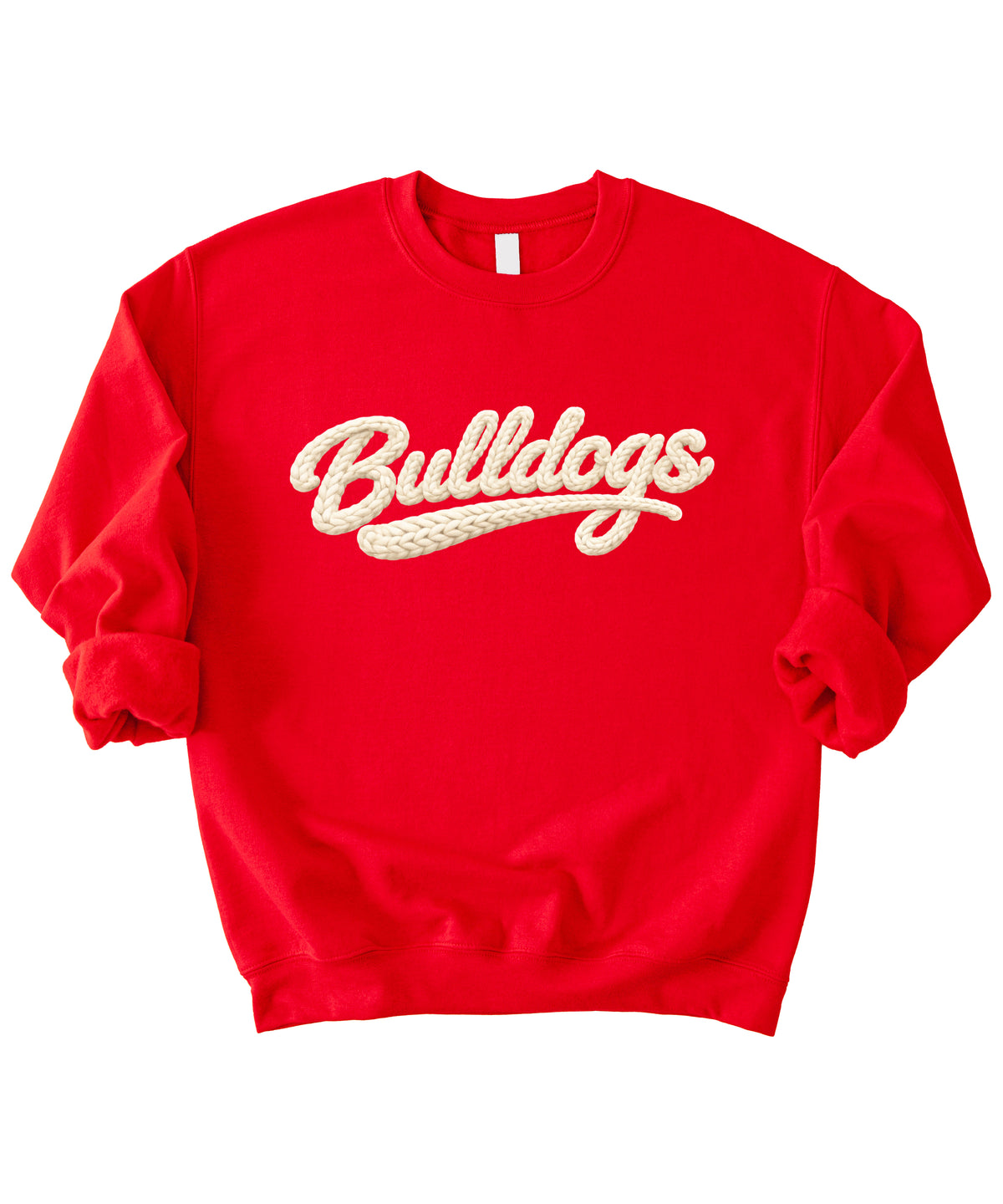 Bulldogs game day sweatshirt ink-printed yarn look in Red, view 3