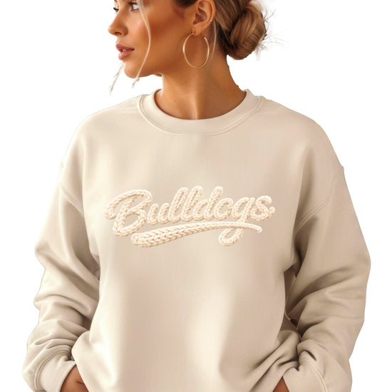 Bulldogs game day sweatshirt ink-printed yarn look in Sand, view 1