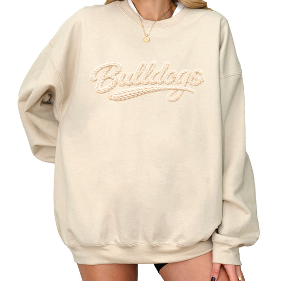 Bulldogs game day sweatshirt ink-printed yarn look in Sand, view 4