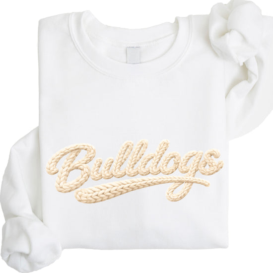 Bulldogs game day sweatshirt ink-printed yarn look in White, view 3