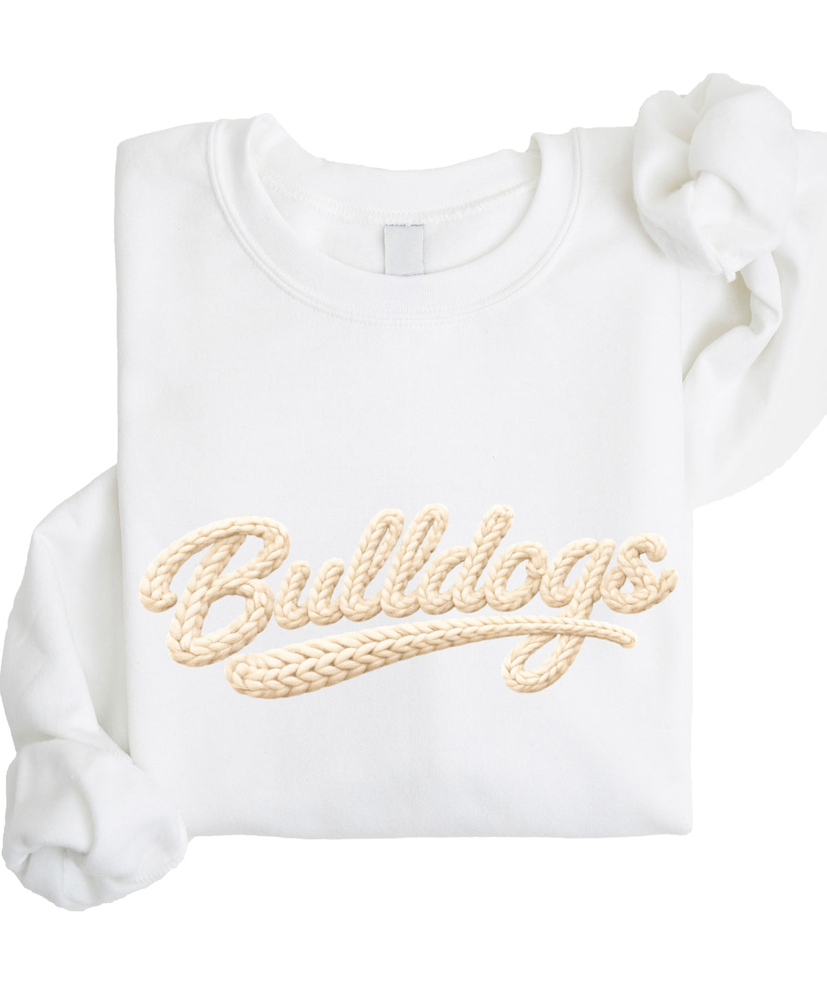 Bulldogs game day sweatshirt ink-printed yarn look in White, view 3