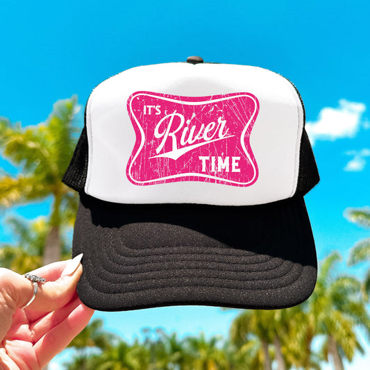 It's River Time Trendy Summer Foam Front Trucker Hat Classic 5 Panel Mesh Snap Back