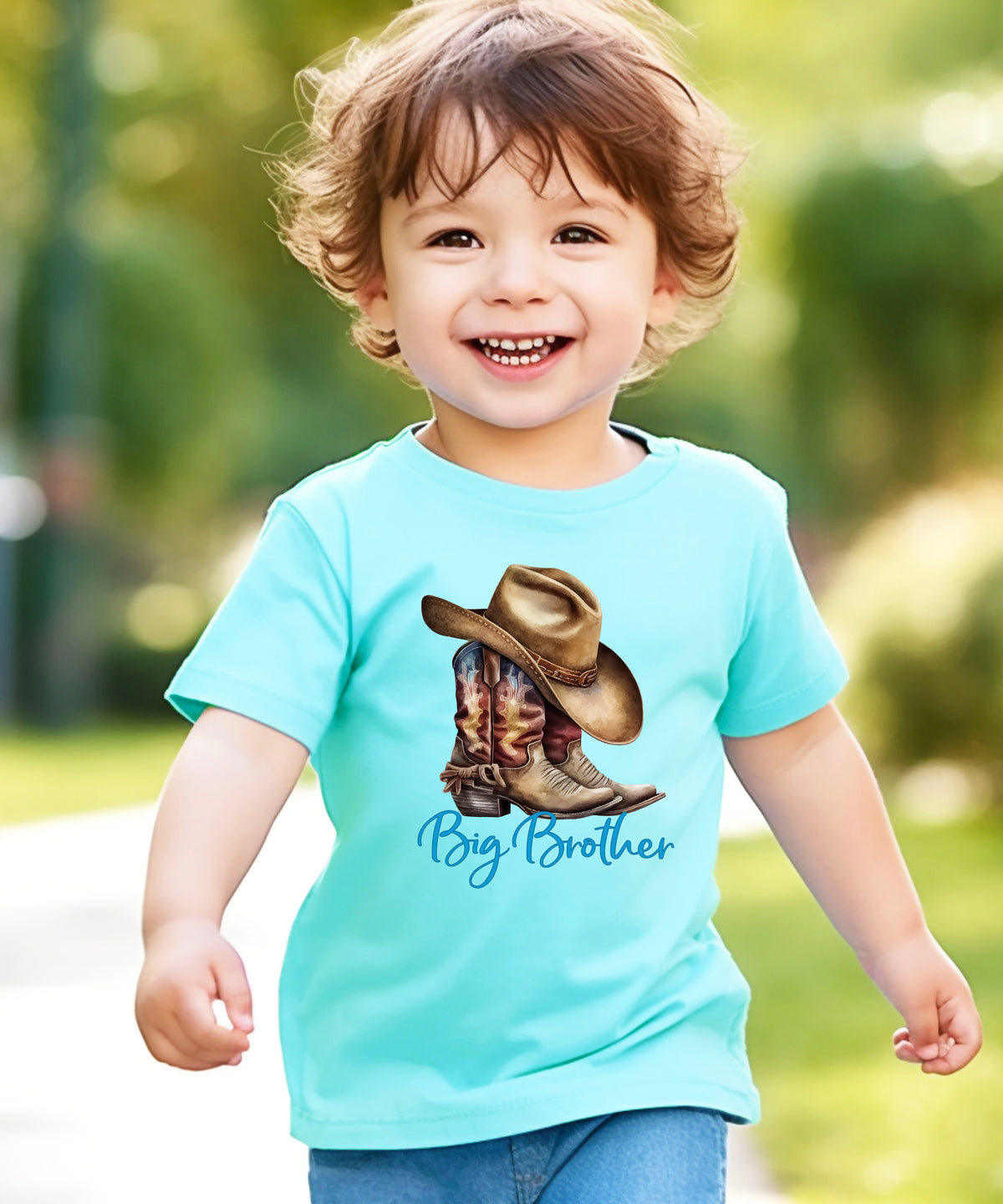 Big Brother Brown Boots Western sibling reveal tee - Chill view 2