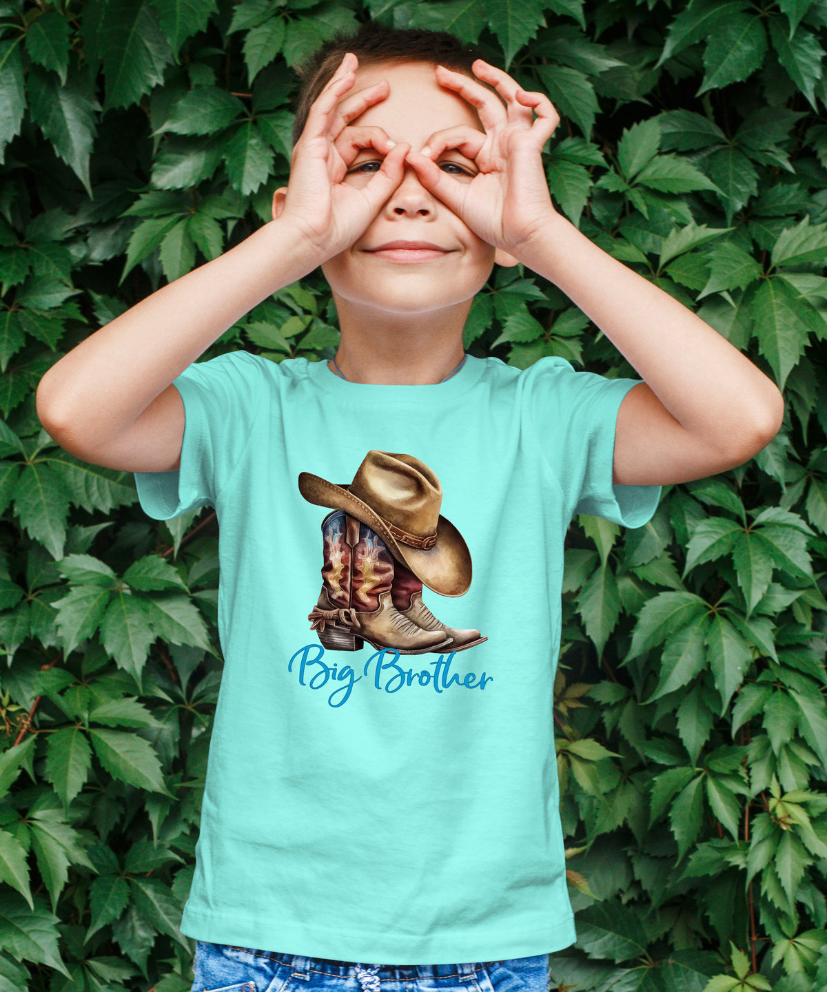 Big Brother Brown Boots Western sibling reveal tee - Chill view 5