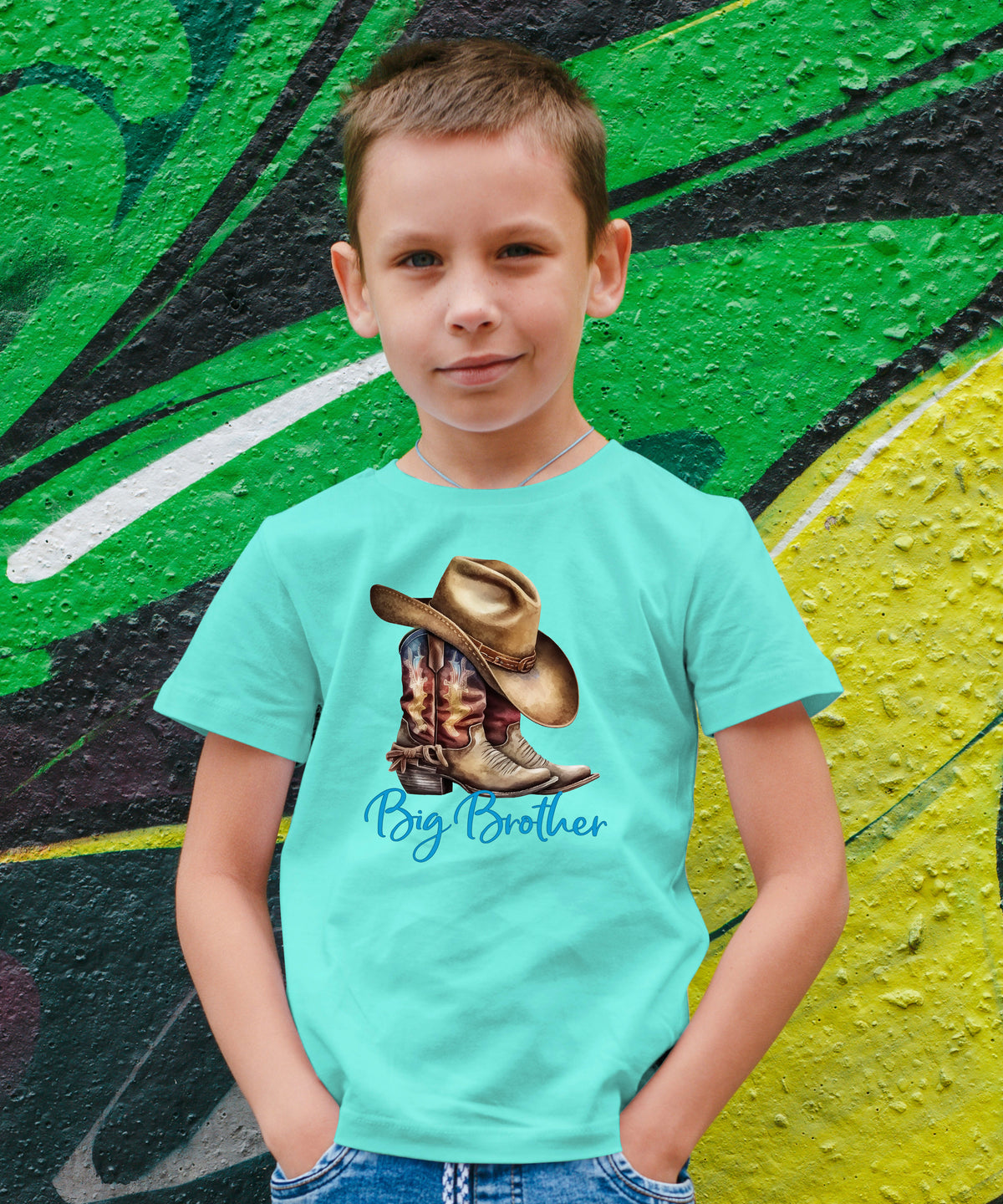 Big Brother Brown Boots Western sibling reveal tee - Chill view 6