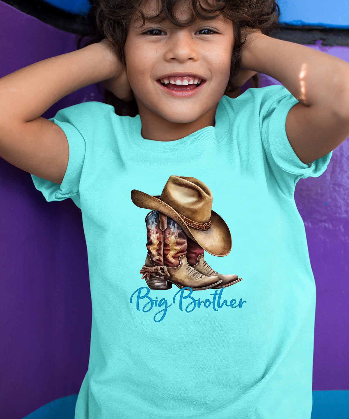 Big Brother Brown Boots Western sibling reveal tee - Chill view 7