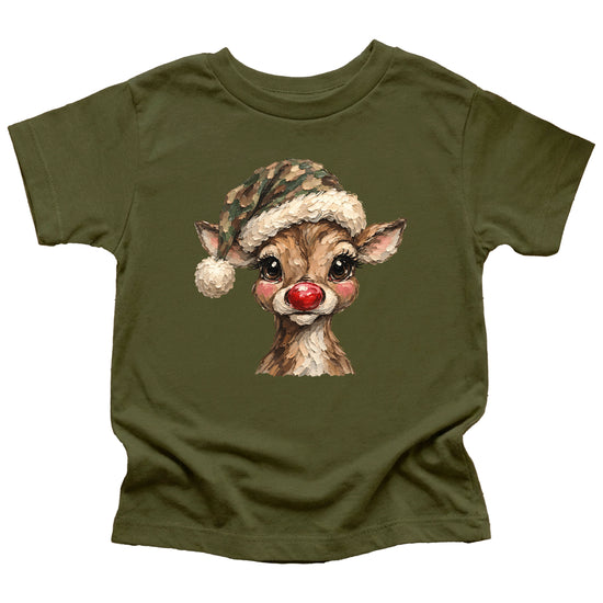 Camo reindeer Christmas shirt for toddler boys and girls, Military Green