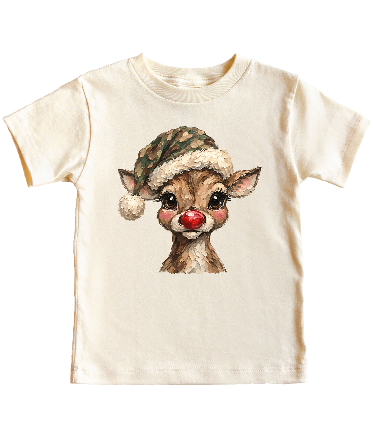 Camo reindeer Christmas shirt for toddler boys and girls, Natural