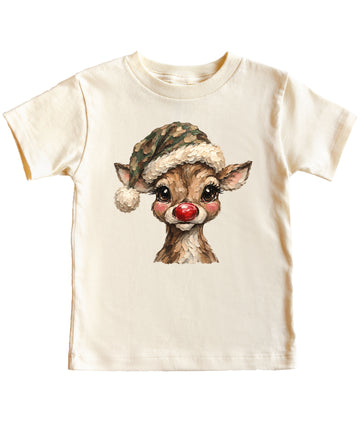 Camo reindeer Christmas shirt for toddler boys and girls, Natural