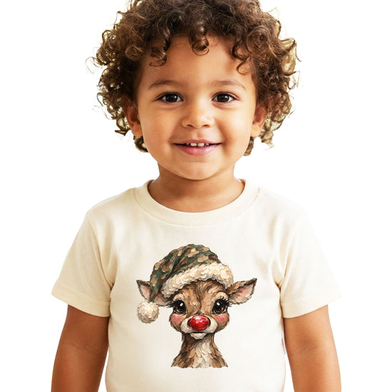 Camo reindeer Christmas shirt for toddler boys and girls, Natural