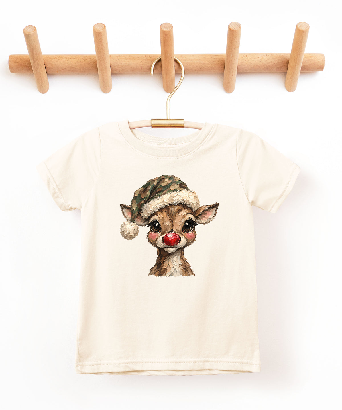 Camo reindeer Christmas shirt for toddler boys and girls, Natural