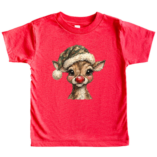 Camo reindeer Christmas shirt for toddler boys and girls, Vintage Red