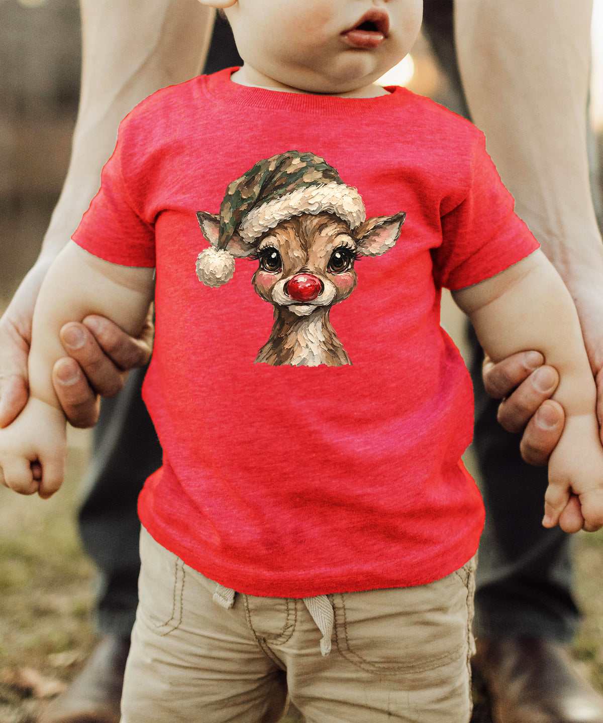 Camo reindeer Christmas shirt for toddler boys and girls, Vintage Red