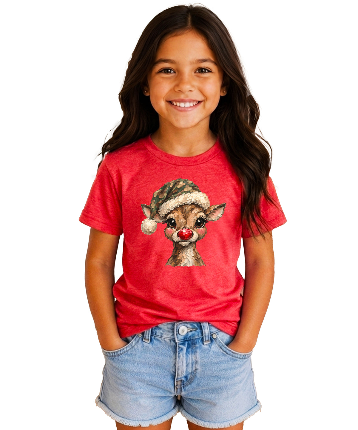 Camo reindeer Christmas shirt for toddler boys and girls, Vintage Red