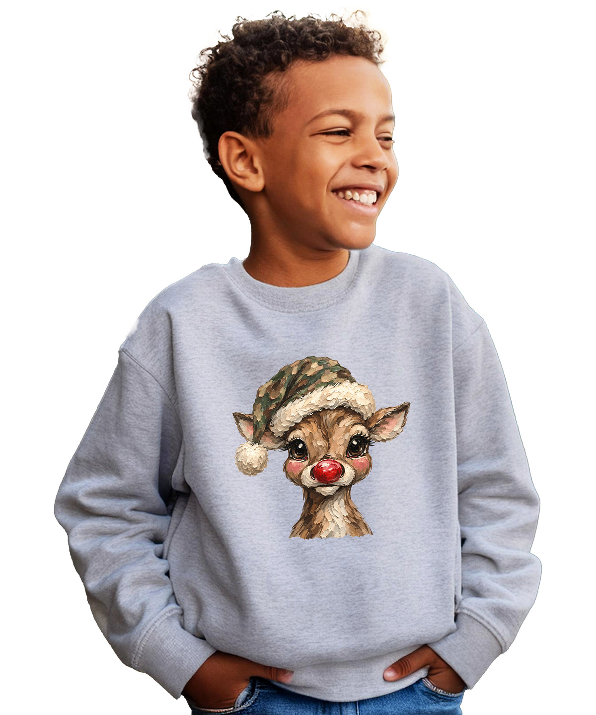 Camo reindeer Christmas sweatshirt for kids