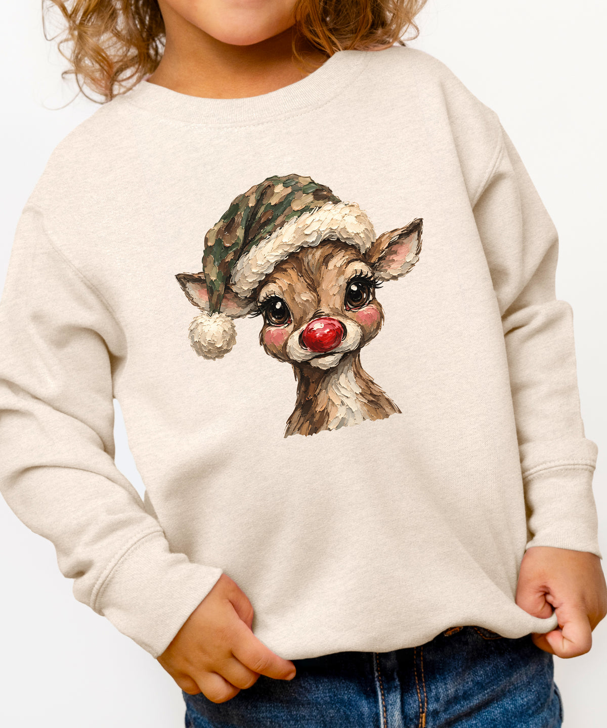 Camo reindeer Christmas sweatshirt for kids