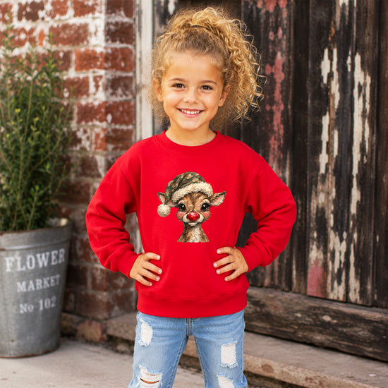 Camo reindeer Christmas sweatshirt for kids
