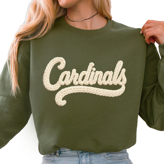 Cardinals yarn look crewneck sweatshirt for women in Army Green