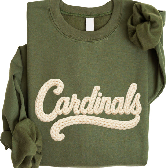 Cardinals yarn look crewneck sweatshirt for women in Army Green
