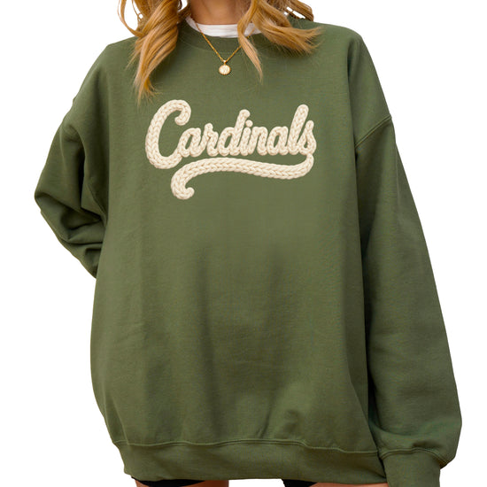 Cardinals yarn look crewneck sweatshirt for women in Army Green