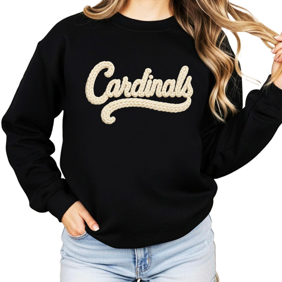 Cardinals yarn look crewneck sweatshirt for women in Black