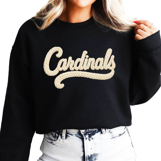 Cardinals yarn look crewneck sweatshirt for women in Black