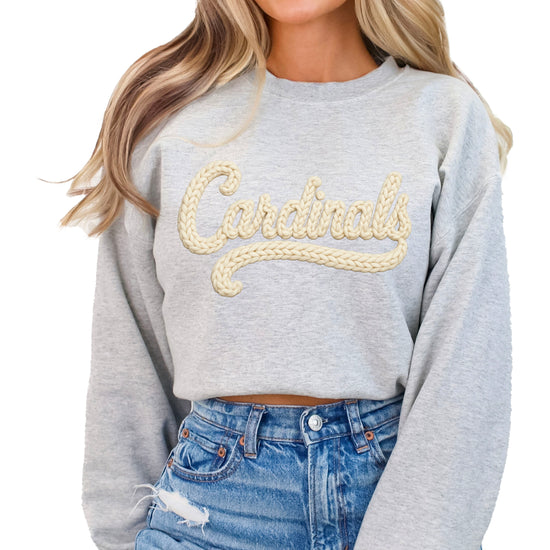 Cardinals yarn look crewneck sweatshirt for women in Gray