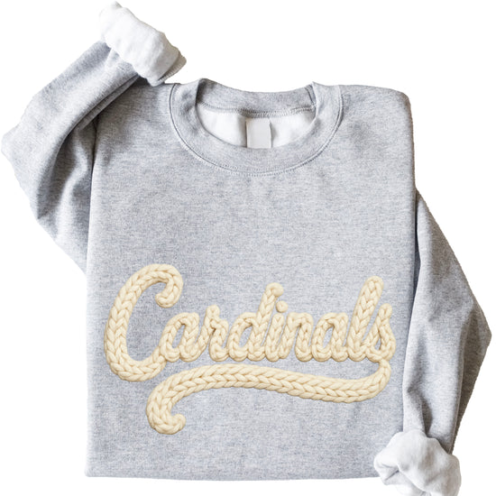 Cardinals yarn look crewneck sweatshirt for women in Gray