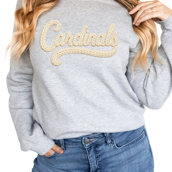 Cardinals yarn look crewneck sweatshirt for women in Gray