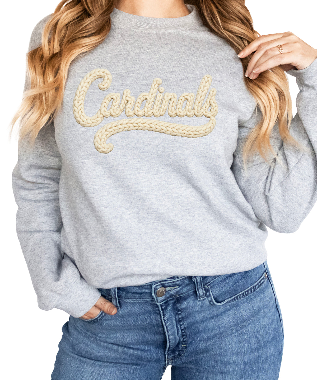 Cardinals yarn look crewneck sweatshirt for women in Gray