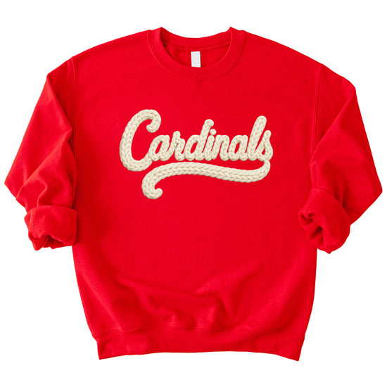 Cardinals yarn look crewneck sweatshirt for women in Red