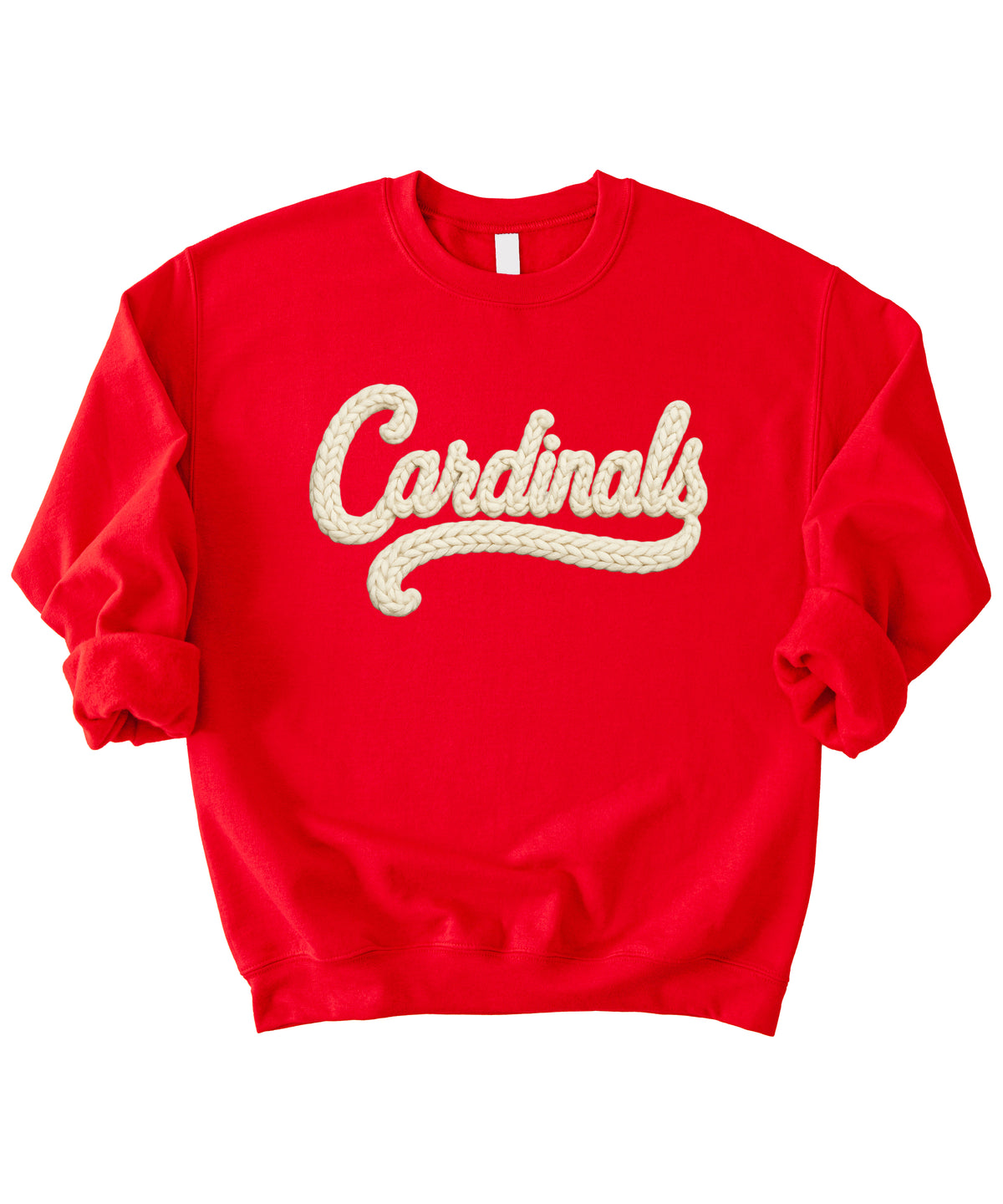 Cardinals yarn look crewneck sweatshirt for women in Red