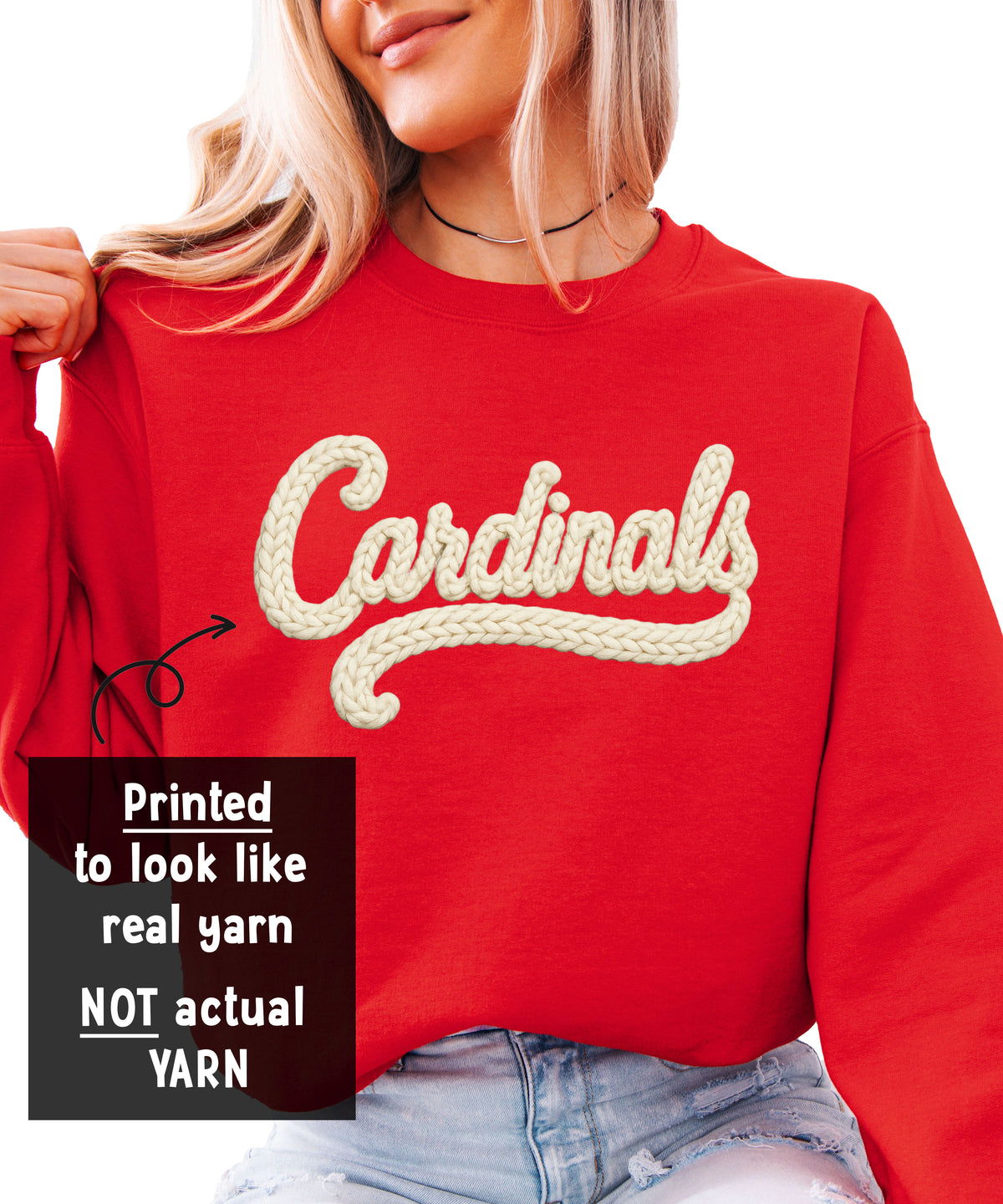 Cardinals yarn look sweatshirt for women ink-printed script detail
