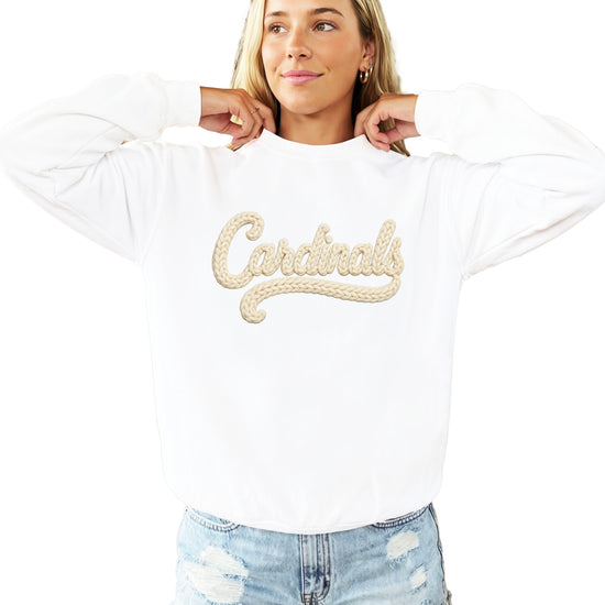 Cardinals yarn look crewneck sweatshirt for women in White