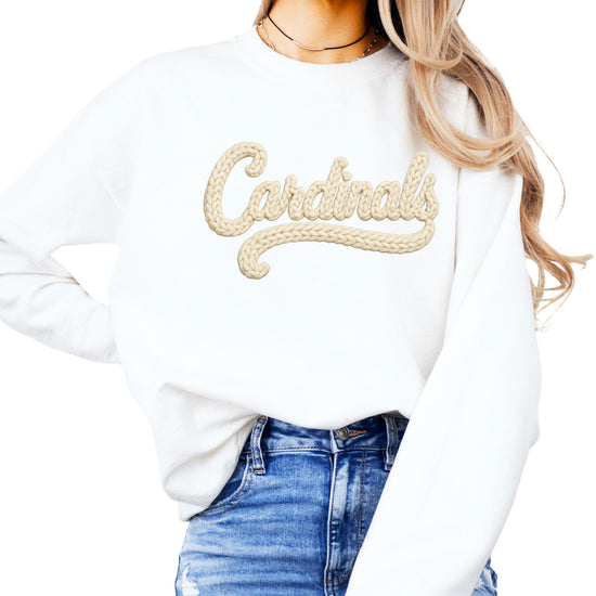 Cardinals yarn look crewneck sweatshirt for women in White