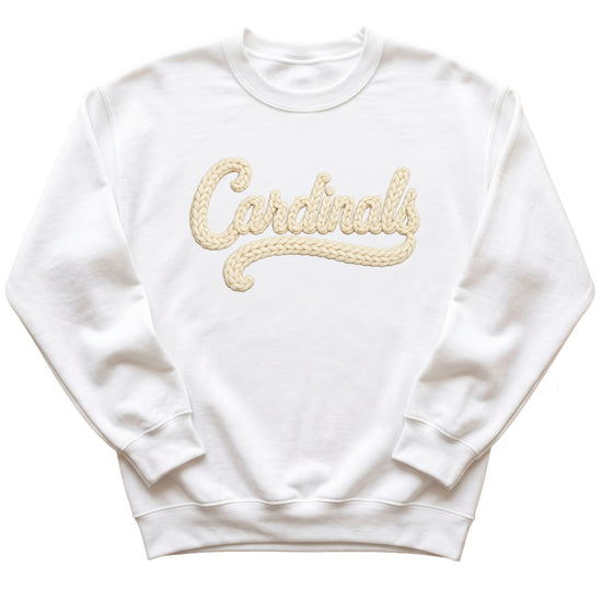 Cardinals yarn look crewneck sweatshirt for women in White
