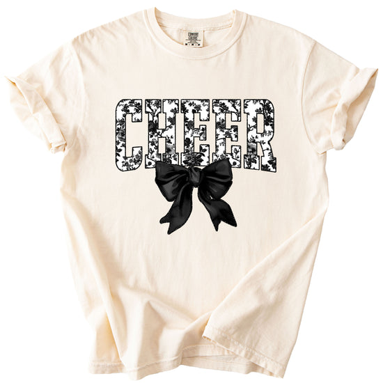 Cheer black floral coquette bow shirt, Ivory, view 3