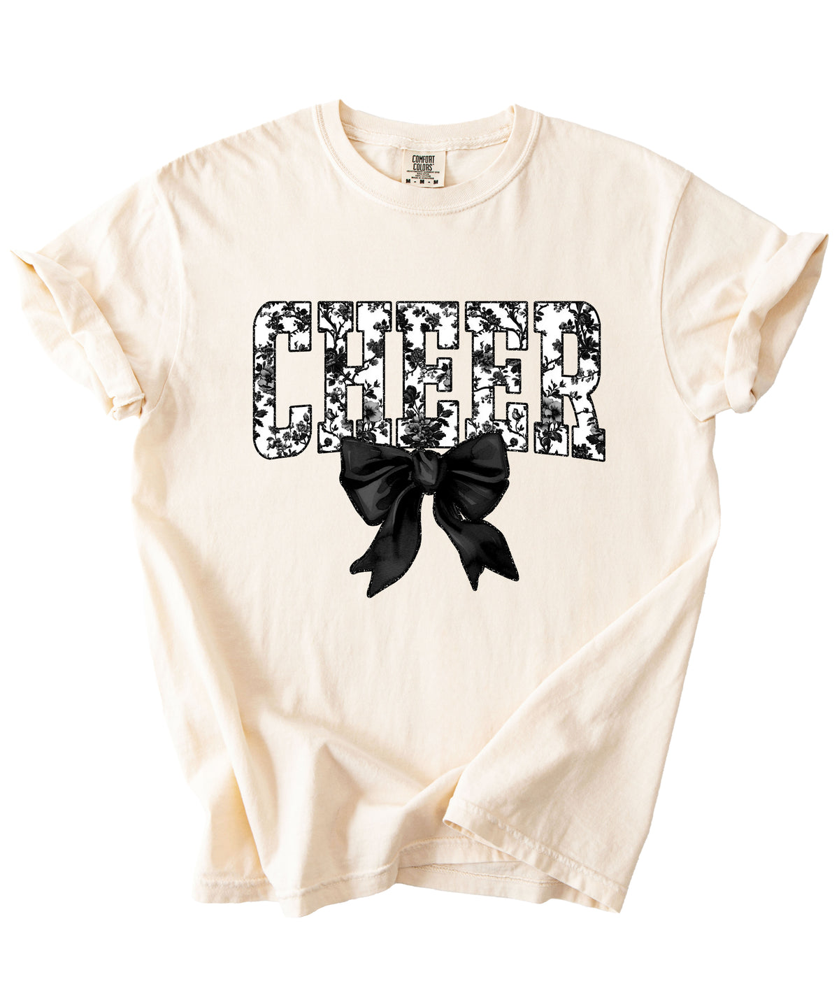 Cheer black floral coquette bow shirt, Ivory, view 3