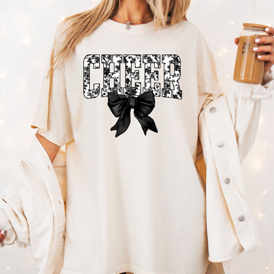 Cheer black floral coquette bow shirt, Ivory, view 4