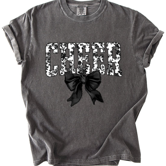 Cheer black floral coquette bow shirt, Pepper, view 3