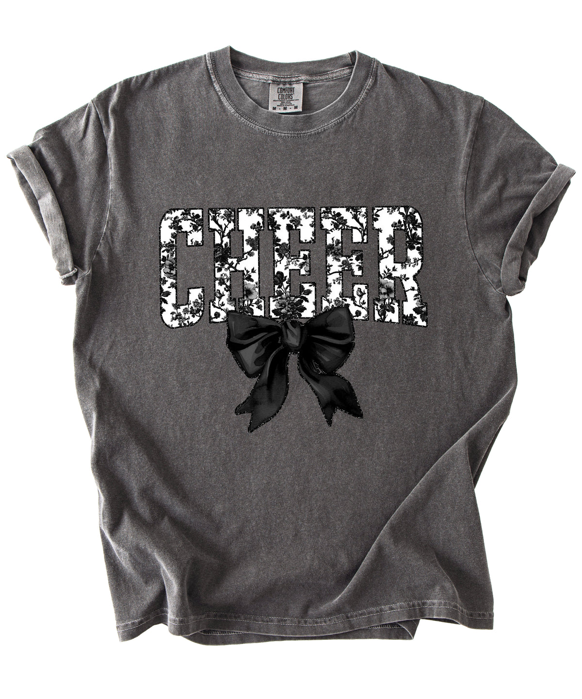 Cheer black floral coquette bow shirt, Pepper, view 3