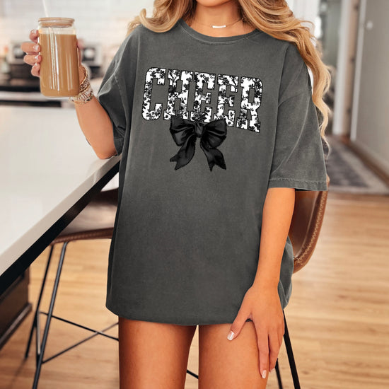 Cheer black floral coquette bow shirt, Pepper, view 4