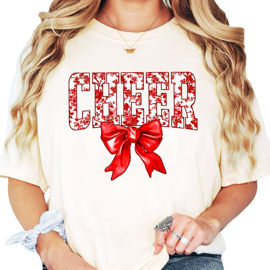 Cheer red floral bow shirt in Ivory, second view