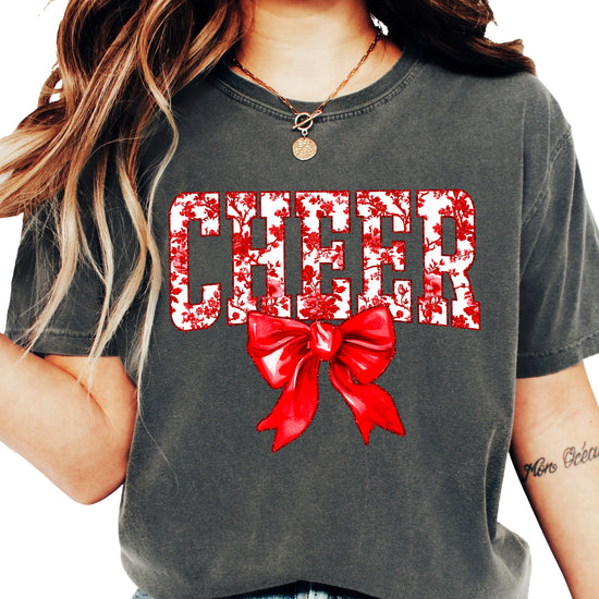 Cheer red floral bow shirt in Pepper, second view